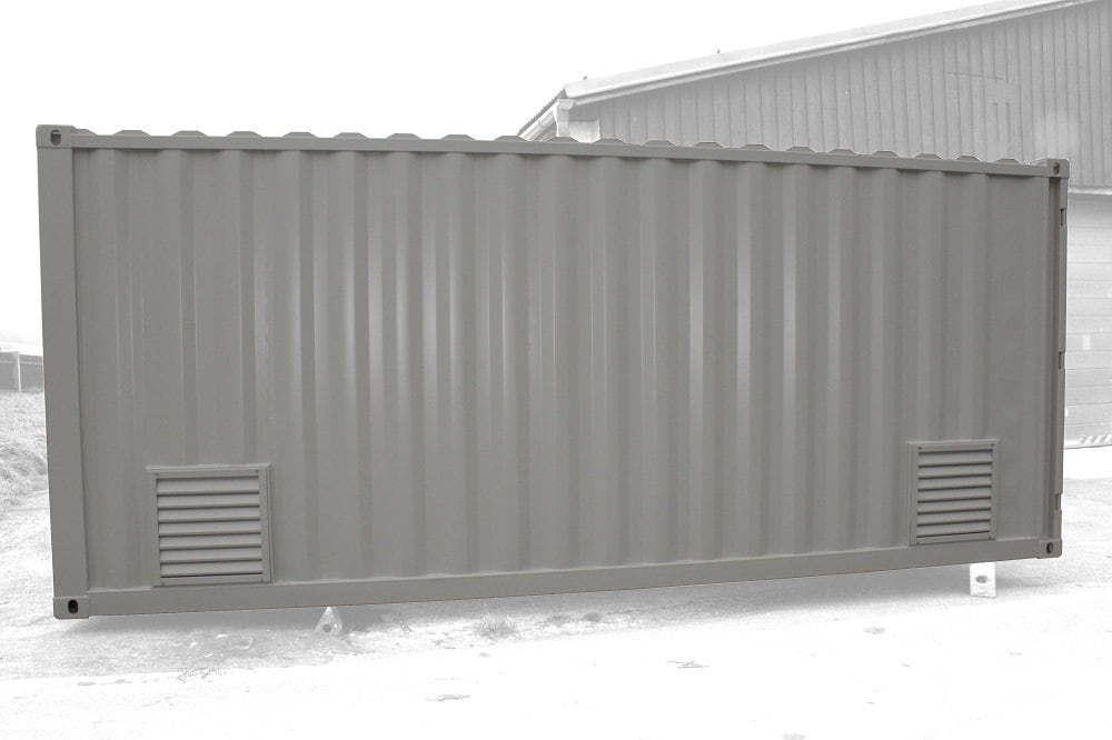 ABS intec - Technikcontainer Aggregatcontainer Wettergitter 20ft Seitenansicht - Schaltanlagencontainer