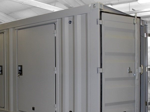 ABS intec - Technikcontainer Notstromcontainer Doppeltuer Seitentueren Kontakt - Kompressorcontainer-Druckluftcontainer