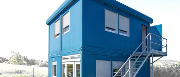 ABS intec - Technikcontainer Buero Kundenempfang Doppelstockanlage 600x259 - Bürocontainer