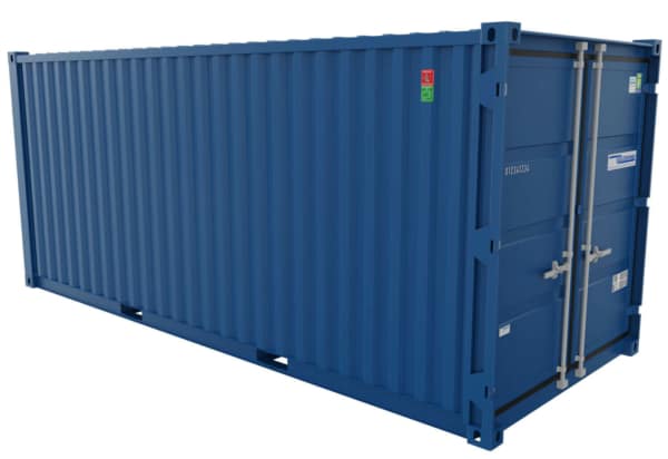 ABS intec - Technikcontainer 20ft Lagercontainer Containex RAL 5010 Verriegelungsstangen 600x412 - Technikcontainer & Modulbau