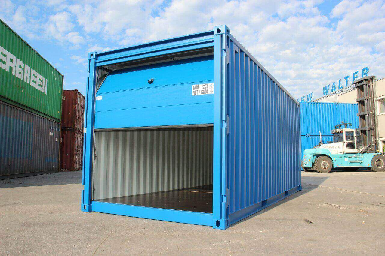 ABS intec - Technikcontainer Lagercontainer 20ft mit Sektionaltor Rolltor fuer Selfstorage Einlagerung - Lagercontainer